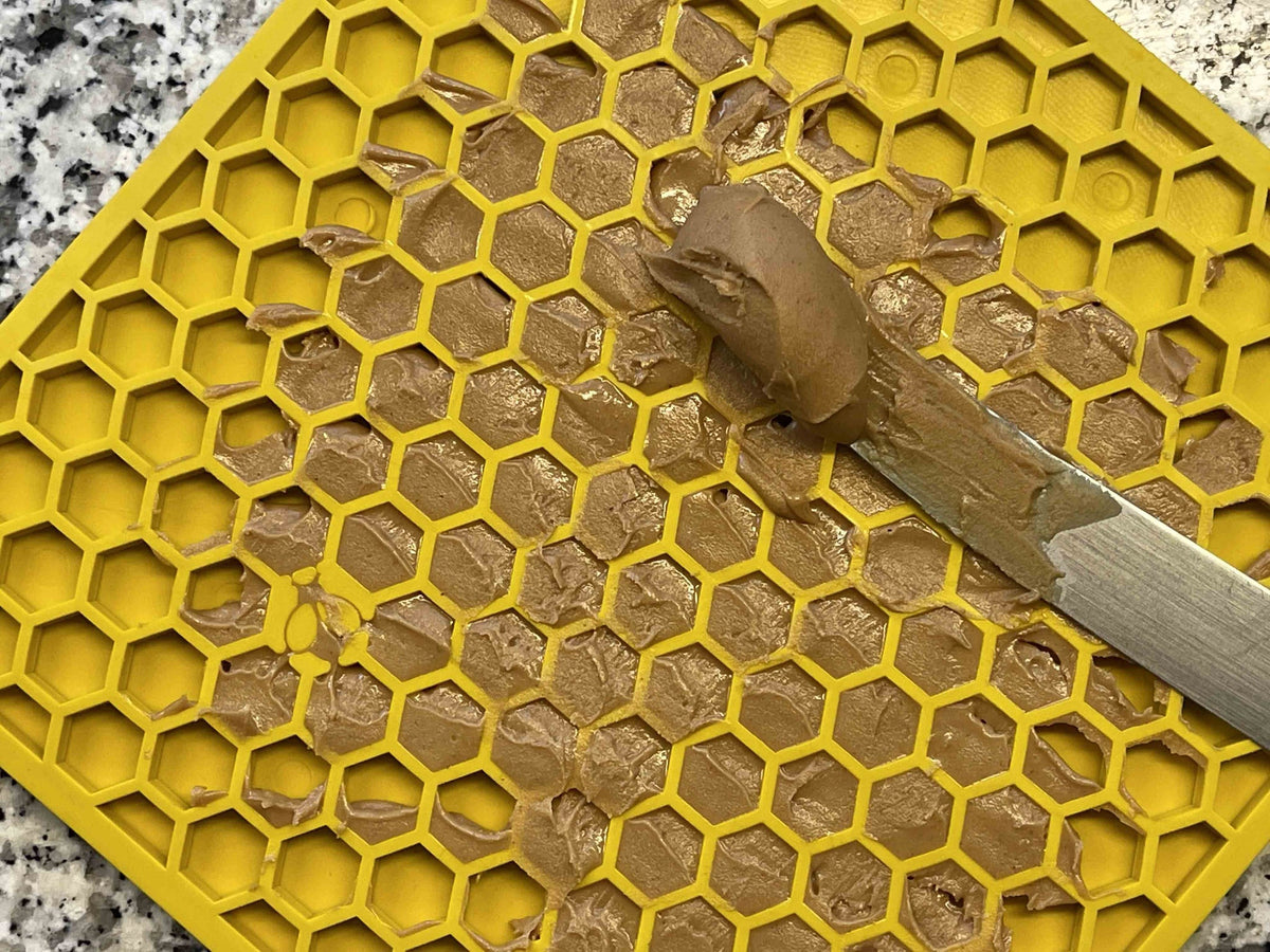 Tapis de léchage d'enrichissement Emat Design Honeycomb - Jaune - Larg